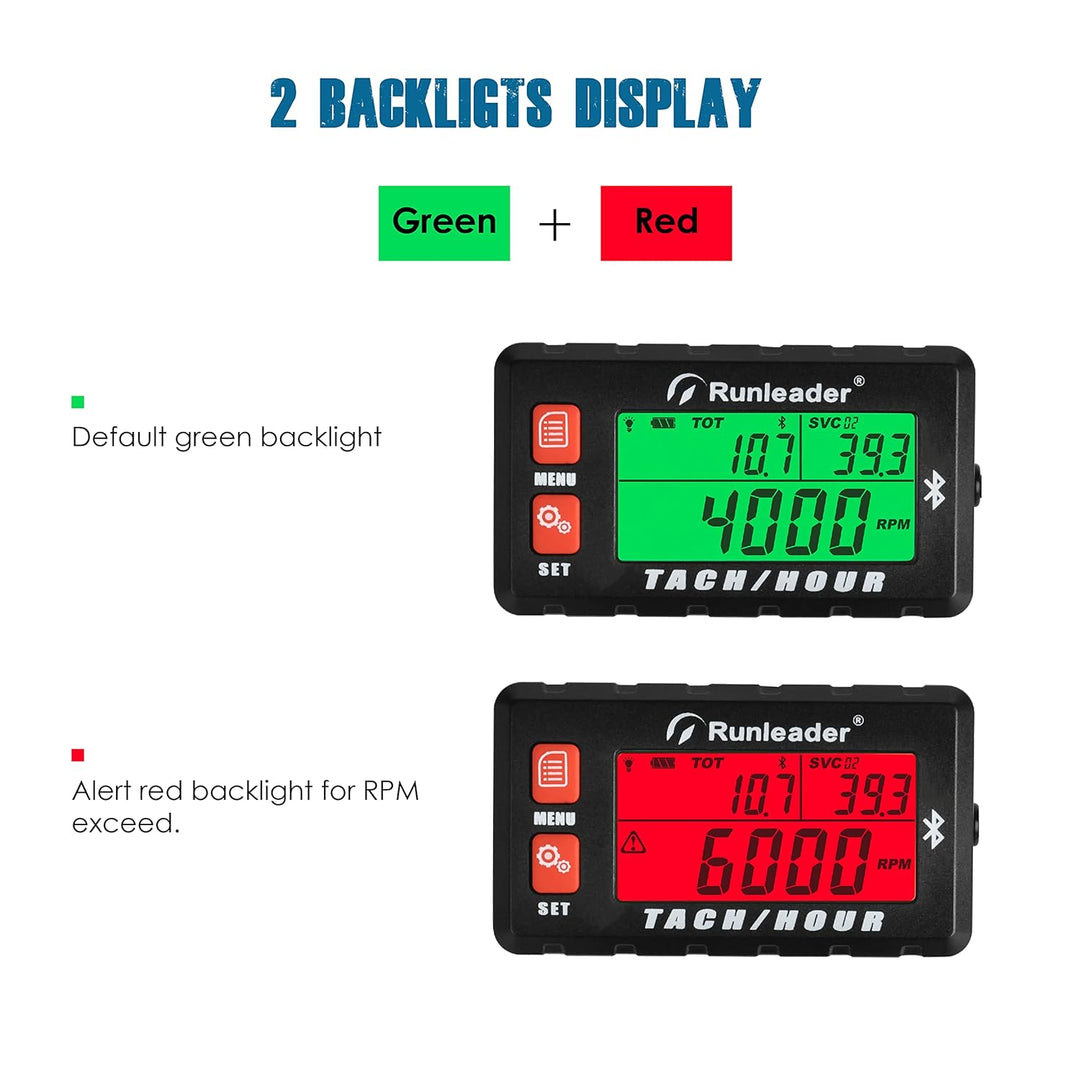 Runleader Digital Bluetooth Tach/Stundenzähler, APP Ferngesteuerte Stunden Tachometer, Wartungserinn