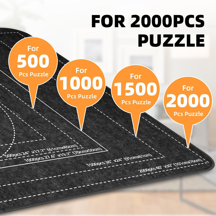 MOZOOSON Faltbares Puzzlebrett, Puzzlematte 2000 Teile mit Abdeckung, Puzzle-Aufbewahrung 41.3x31.5i