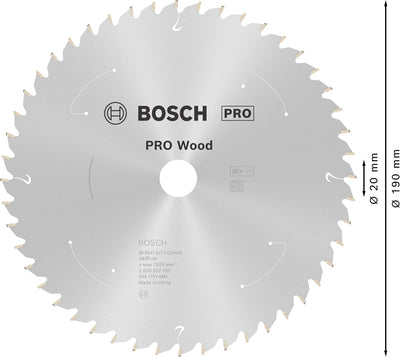 Bosch Accessories 1x Kreissägeblatt Standard for Wood (Holz, Sägeblatt Ø 190 x 20 x 1,6 mm, 48 Zähne