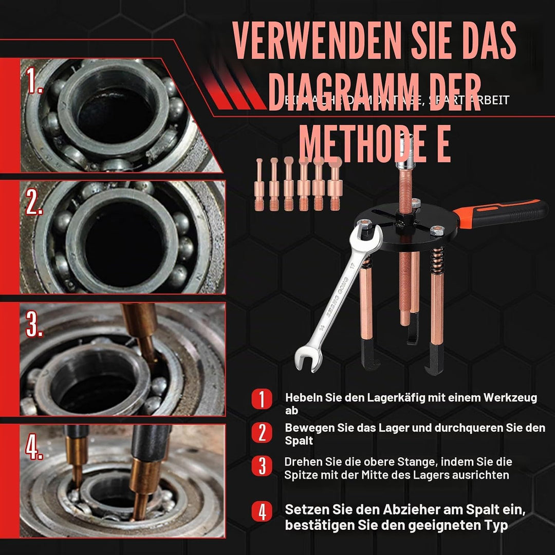 55-in-1 Lagerabzieher-Set Innenlochabzieher,3-Backen-Hakenabzieher Kugellager Abzieher Ausbauwerkzeu