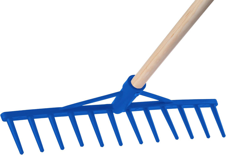 KADAX Rechen, Heurechen mit langem Stiel aus Holz, breite Harke für Garten, Beet, Rasen, Bequeme Gar