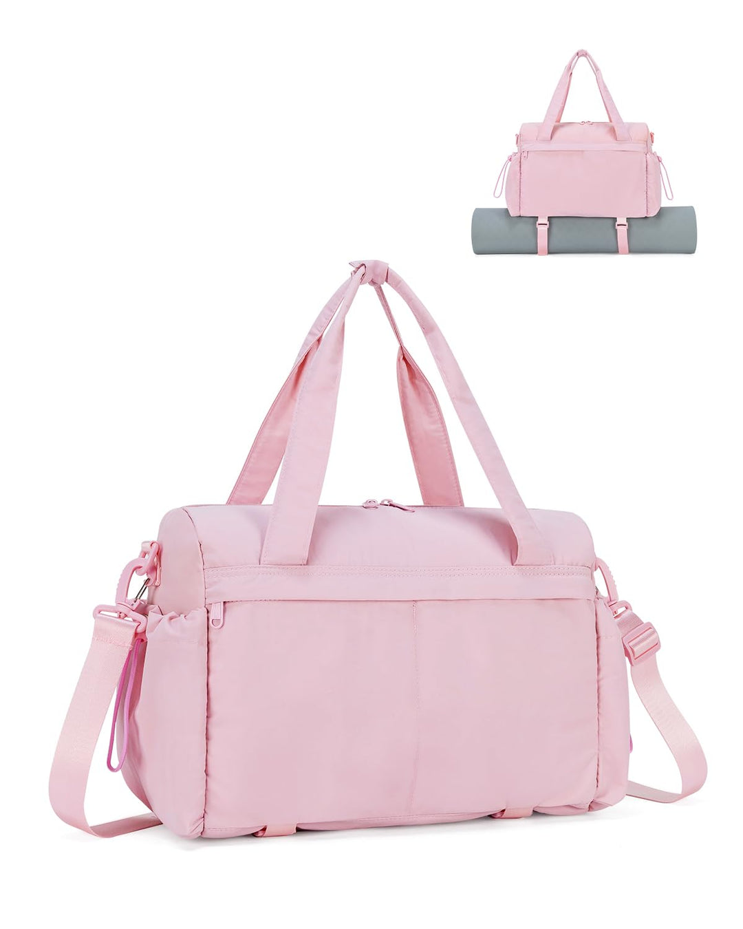 Sporttasche Damen Klein mit Nassfach Yogatasche für Matte, Rosa gesteppt | Yoga-Mattenhalter, verste