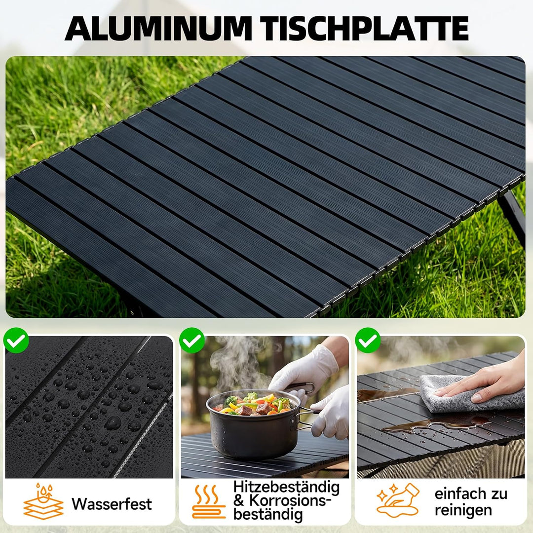 HAUSPROFI Campingtisch Klappbar 120x70x70cm Gross für 4-6 Personen, Klapptisch Aluminium 100 kg Bela