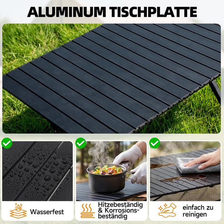 HAUSPROFI Campingtisch Klappbar 120x70x70cm Gross für 4-6 Personen, Klapptisch Aluminium 100 kg Bela