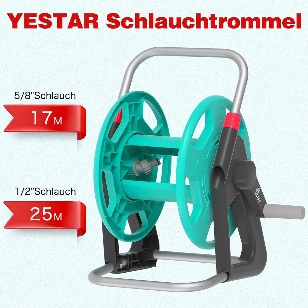 Schlauchtrommel, Wasserschlauchtrommel für 21-25m 1/2" Gartenschlauch, Schlauchhalter mit Schlauchan