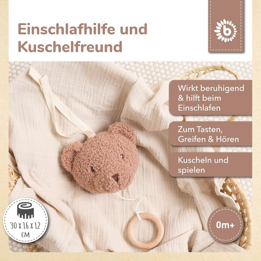 Bieco Musikspieluhr Bär Mika | ca. 30 cm | Baby Spieluhr aus Bouclé | Teddy Einschlafhilfe Babys | T