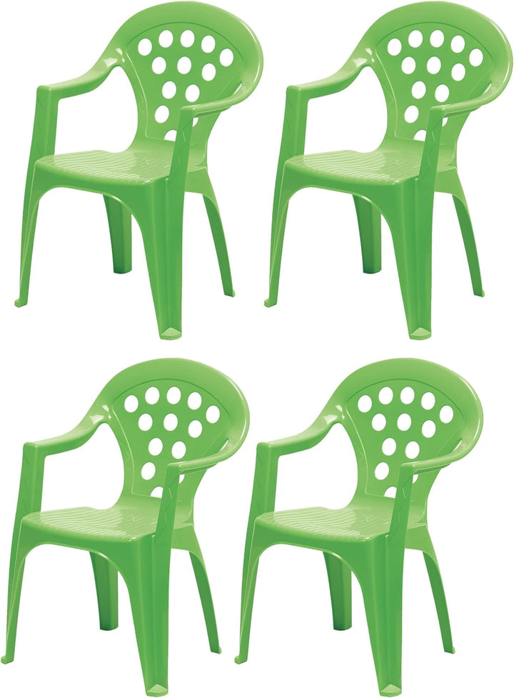 Hline Kinder Garten Sitzgruppe Tisch mit Stühlen Gartenstuhl Sessel (1 Tisch 4 Stühle grün), 1 Tisch