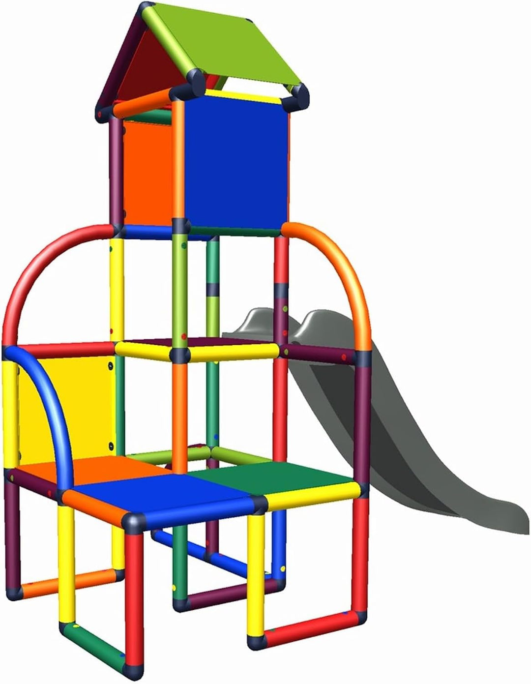 Move and stic Spielturm Toni mit Rutsche – Indoor &amp; Outdoor Kletterturm mit Spielhaus – Modulares Kl