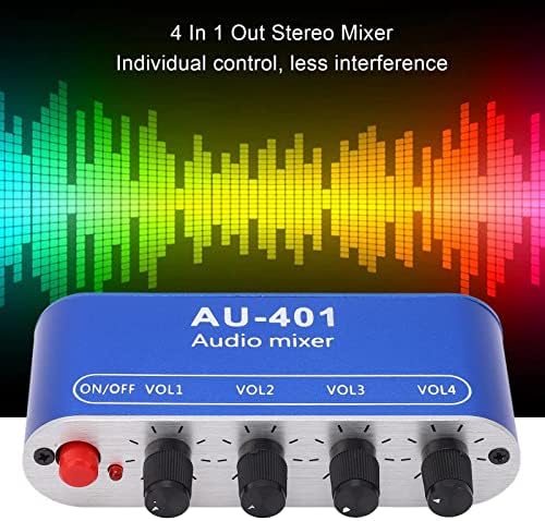 Audio-Mixer 4 Eingänge 1 Ausgang Stereo-Mischpult aus Aluminiumlegierung Kopfhörerverstärker DC 5‑12