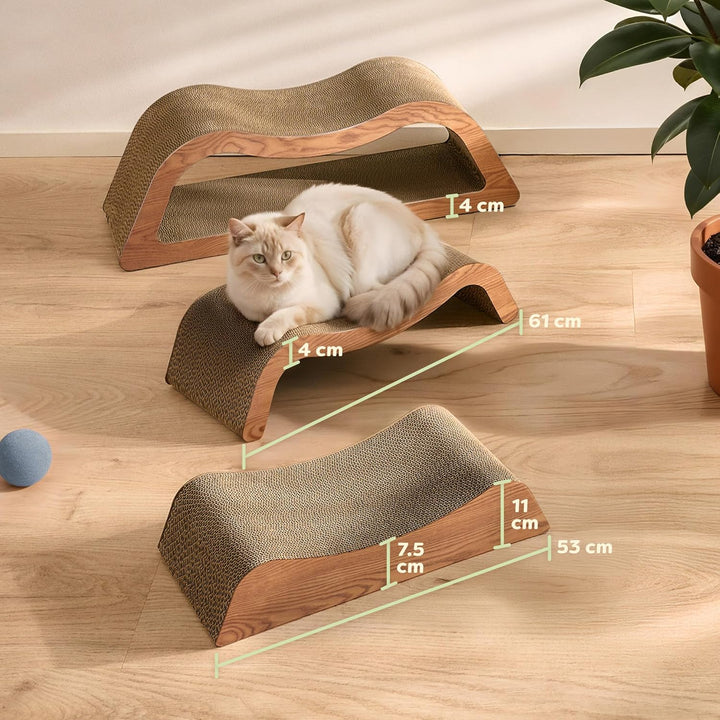 Kratzmöbel Kratzbrett Katze 3-teilig XXL 75cm – Besonders Kratzfeste Kratzpappe zur Krallenpflege –