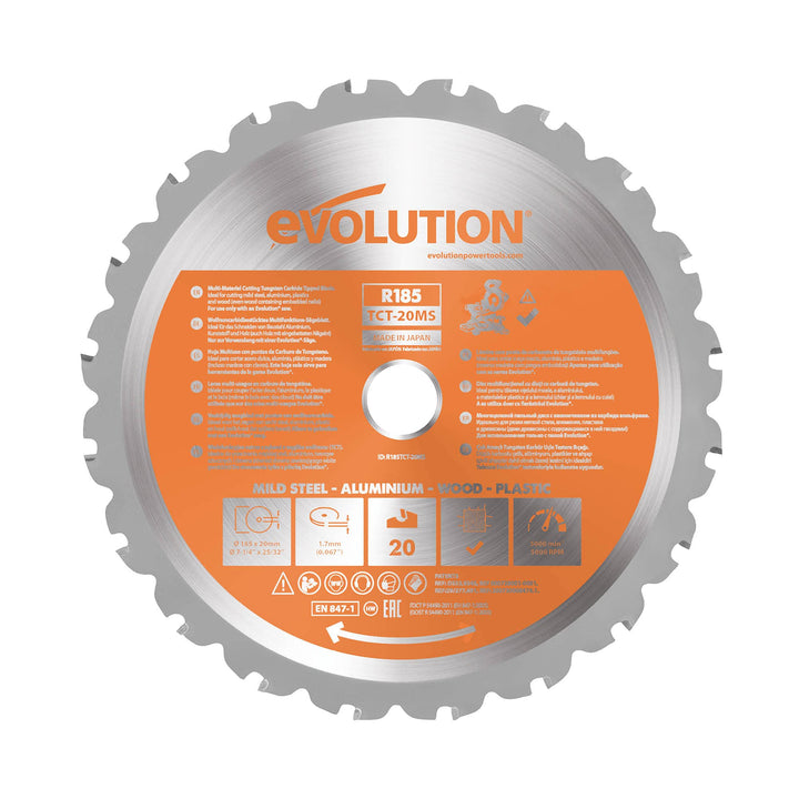 Evolution R185TCT-20MS - 185mm Universalblatt - 20 Zähne mit Hartmetallbestückung für Holz, Metall K