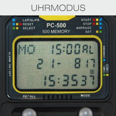 SCHÜTT Stoppuhr PC-500 (500 Memory Speicher | Uhrzeit & Datum | Dualtimer) - Digital Profi Stoppuhr