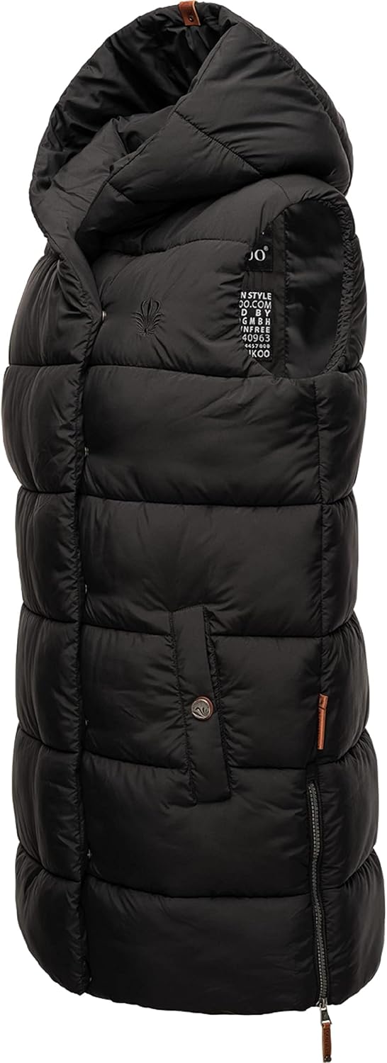 Navahoo warme Damen Winter Steppweste lang mit Kapuze Madilynaa XS-XXL XXL Schwarz, XXL Schwarz