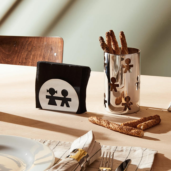 Alessi "GIROTONDO" Papierserviettenhalter aus Edelstahl Silber, Silber