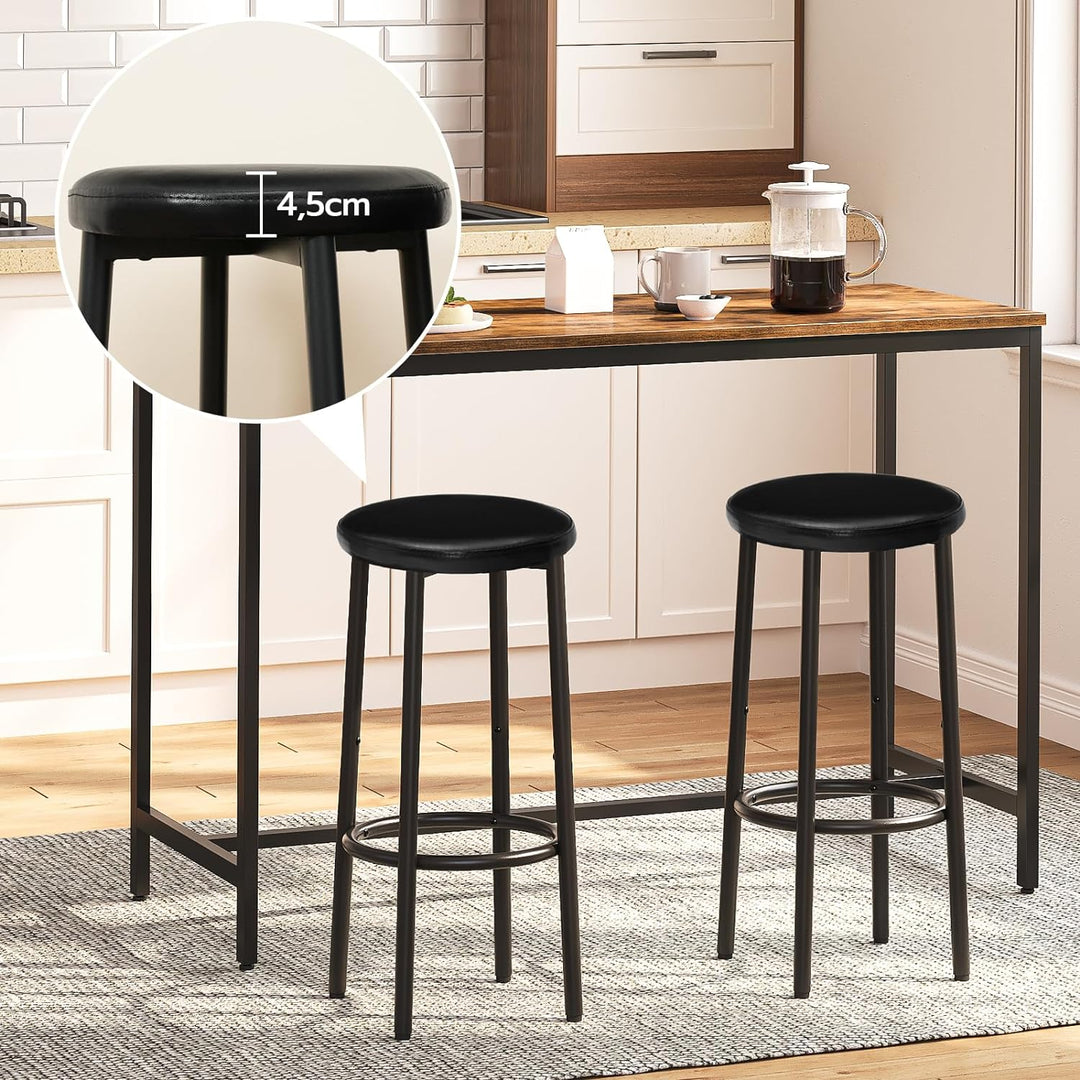 HOOBRO 2er-Set Barhocker, PU-gepolsterte Barstühle, Küchenstühle mit Fussstütze, einfach zu montiere