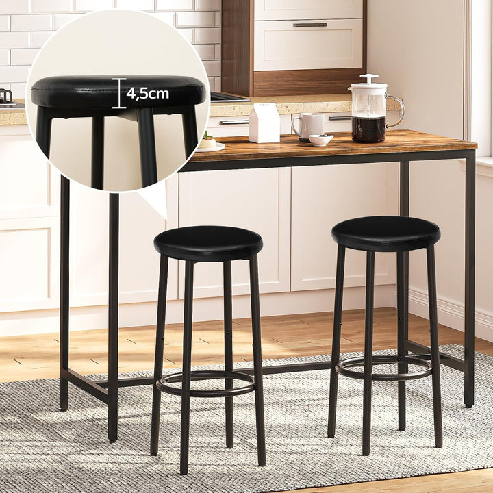 HOOBRO 2er-Set Barhocker, PU-gepolsterte Barstühle, Küchenstühle mit Fussstütze, einfach zu montiere