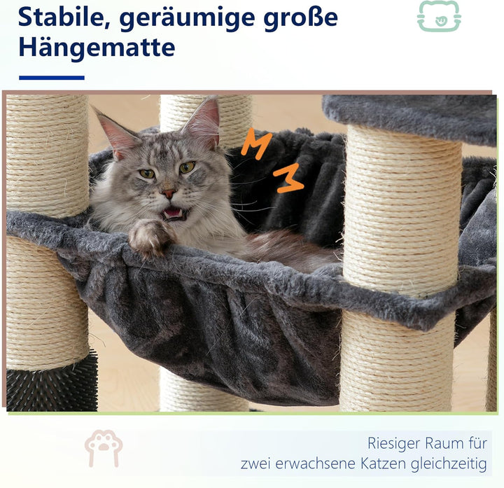 Hey-brother XXL Grosse Kratzbaum für Maine Katze, 168cm Katzenbaum für gross Katzen, mit übergrosser