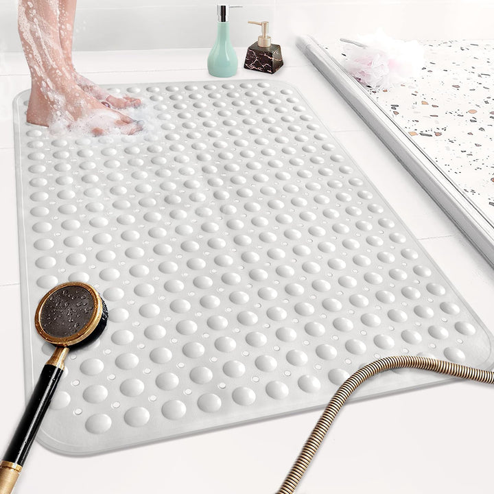 Gross Duschmatte rutschfest 60x90cm: Weich TPE Duscheinlage mit Ablauflöchern und Saugnäpfen - Antir