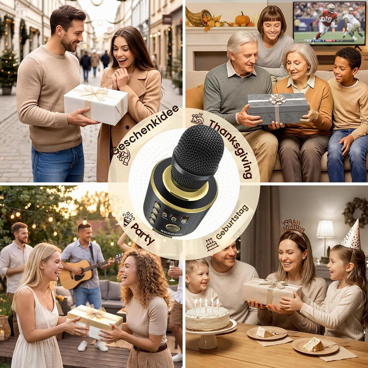 BONAOK Karaoke Mikrofon, 3 in 1 Kabelloses Bluetooth Mikrofon, Kinder Mikrofon Lautsprecher Maschine