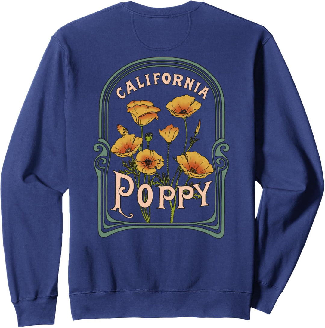 California Poppy Creative Outline and Picture Front & Back Sweatshirt