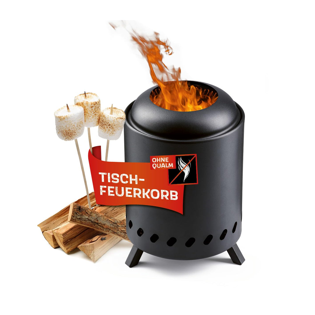 LANDMANN Feuerschale rauchfrei | Outdoor Feuerkorb | Feuertonne für Garten, Terrasse & Camping | kle