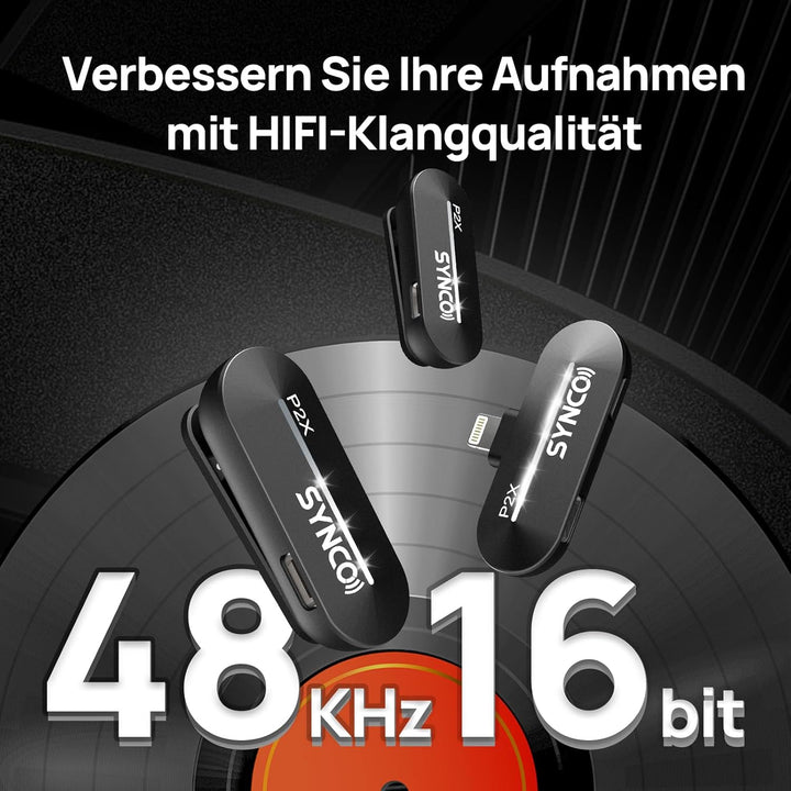 SYNCO Lavalier Mikrofon Wireless für iPhone, P2XL Mini Mikrofone Lightning für Tiktok, YouTube, Stre