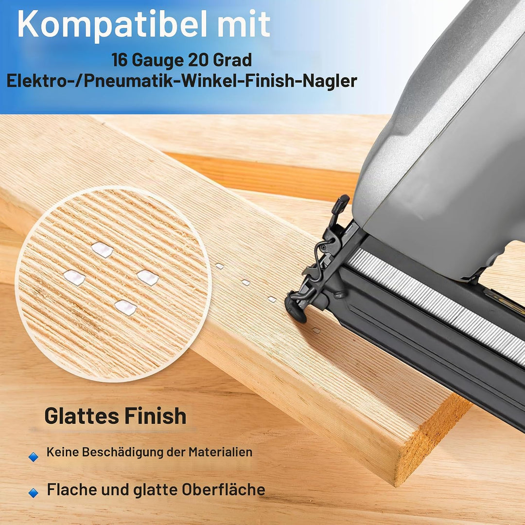 meite 16 Gauge abgewinkelte Nägel, 20 Grad, 2000 Stück (5,1 cm, 5,1 cm, 3,8 cm, 3,8 cm, 500 pro Grös