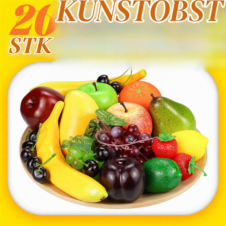 20 Stück Gefälschte Früchte, künstliche Früchte Dekor für Party Küche Tisch Centerpiece, künstliche