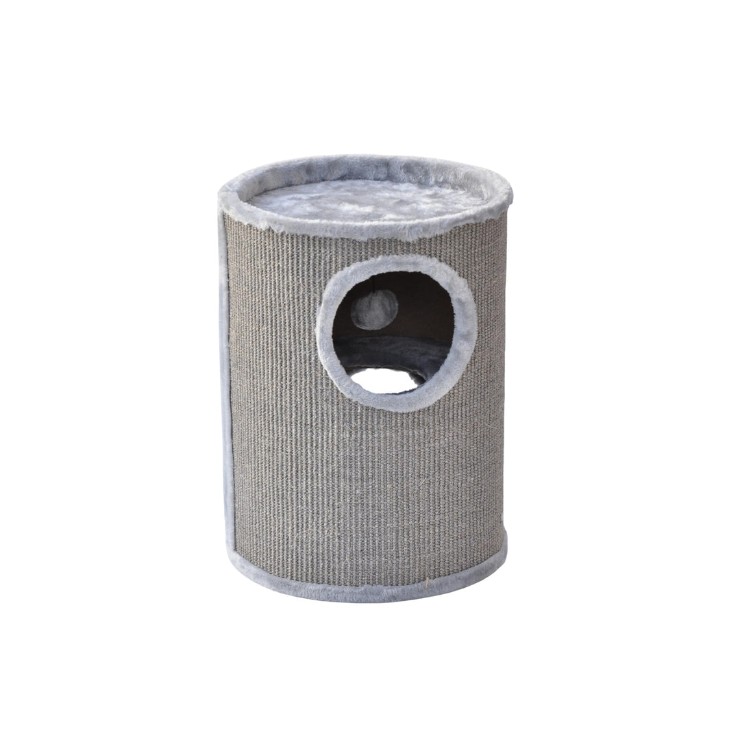 nanook Kratztonne Sisaltonne Kratzturm Kratzbaum Condo mit Spielball, Sisal Plüsch, grau 50 cm Gröss