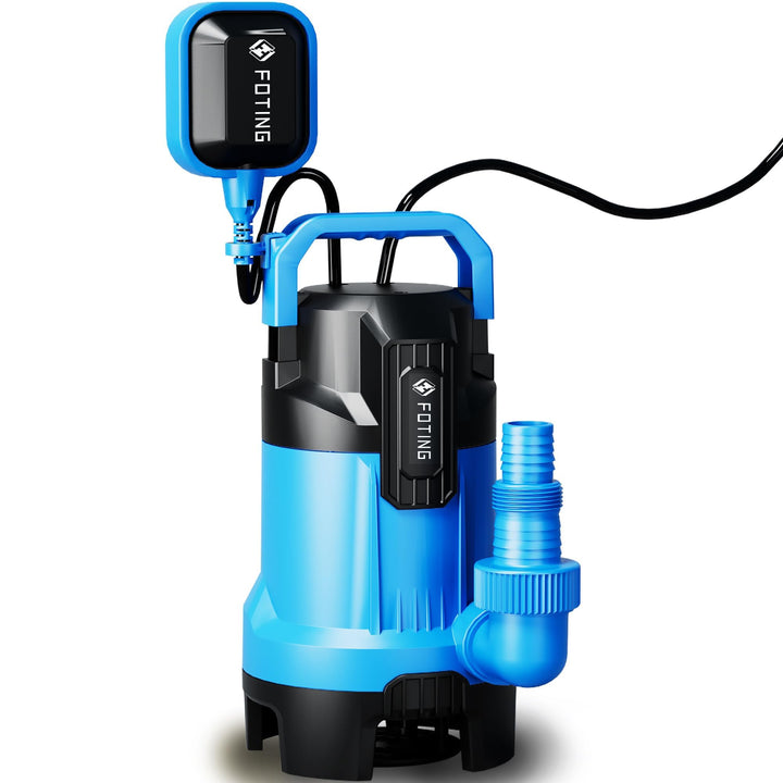 FOTING Schmutzwassertauchpumpe 550 W, 16000 l/h,Max durchlässige Partikelgrösse: 3,5 cm,Förderhöhe m