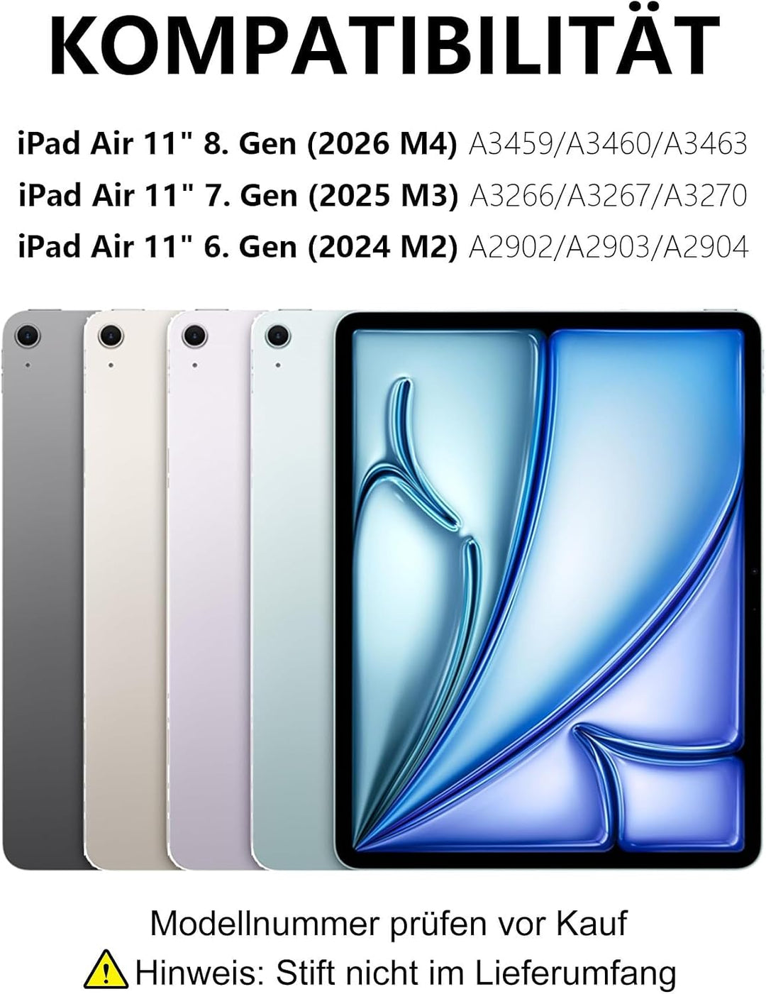 Für iPad Air 11 (M4/M3) Hülle mit Touchpad & Beleuchtung QWERTZ | Für iPad Air 11 Hülle mit Tastatur