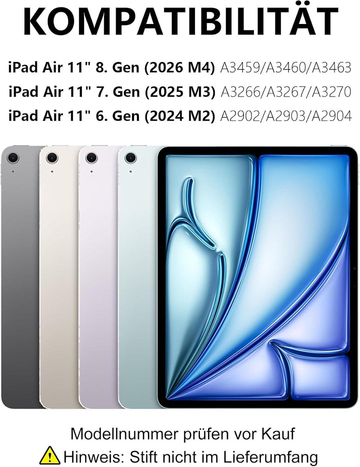 Für iPad Air 11 (M4/M3) Hülle mit Touchpad & Beleuchtung QWERTZ | Für iPad Air 11 Hülle mit Tastatur