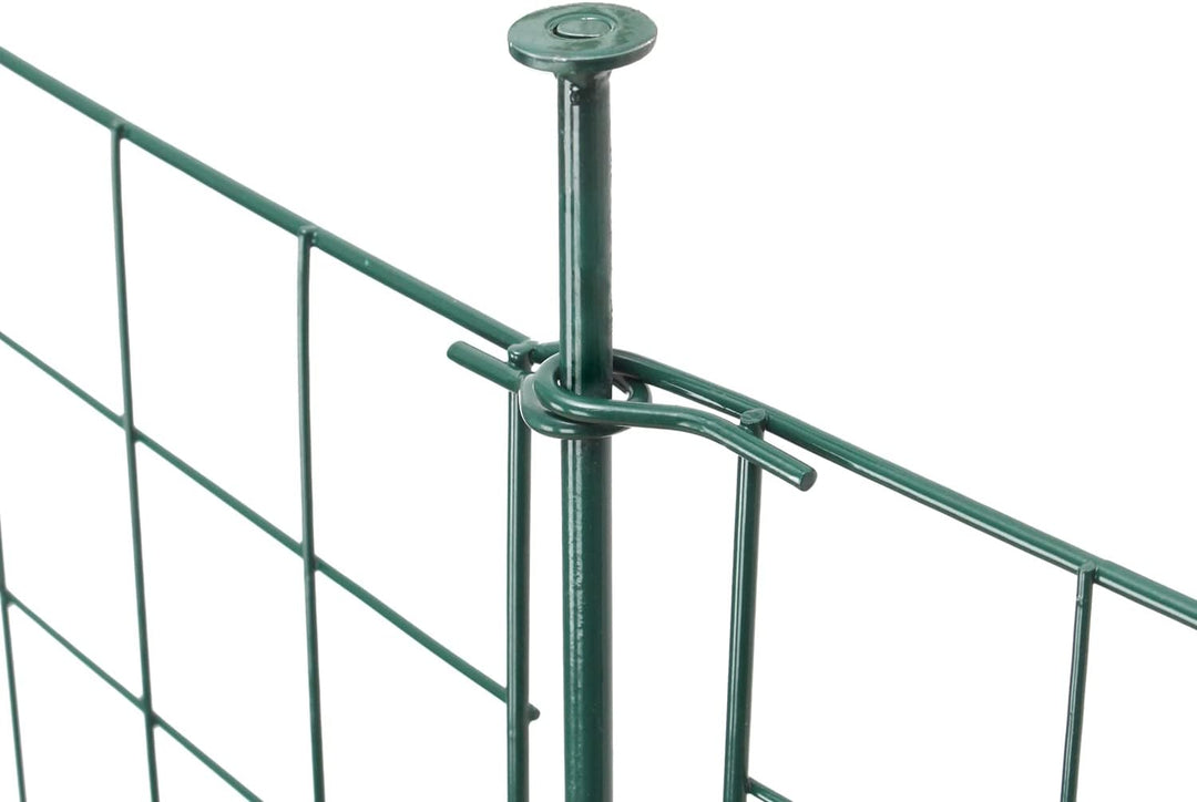 Ikodm Teichzaun Gartenzaun Komplettset - 5 Stück Teichzaun Steckzaun Metall 11 Zaunelemente - 5 Zaun