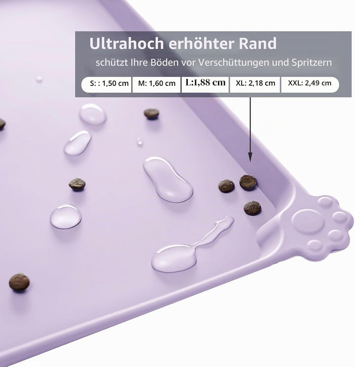 Reopet Hunde- und Katzennapfmatte, wasserdichtes, rutschfestes Silikon, Haustierfuttermatte 53 x 37