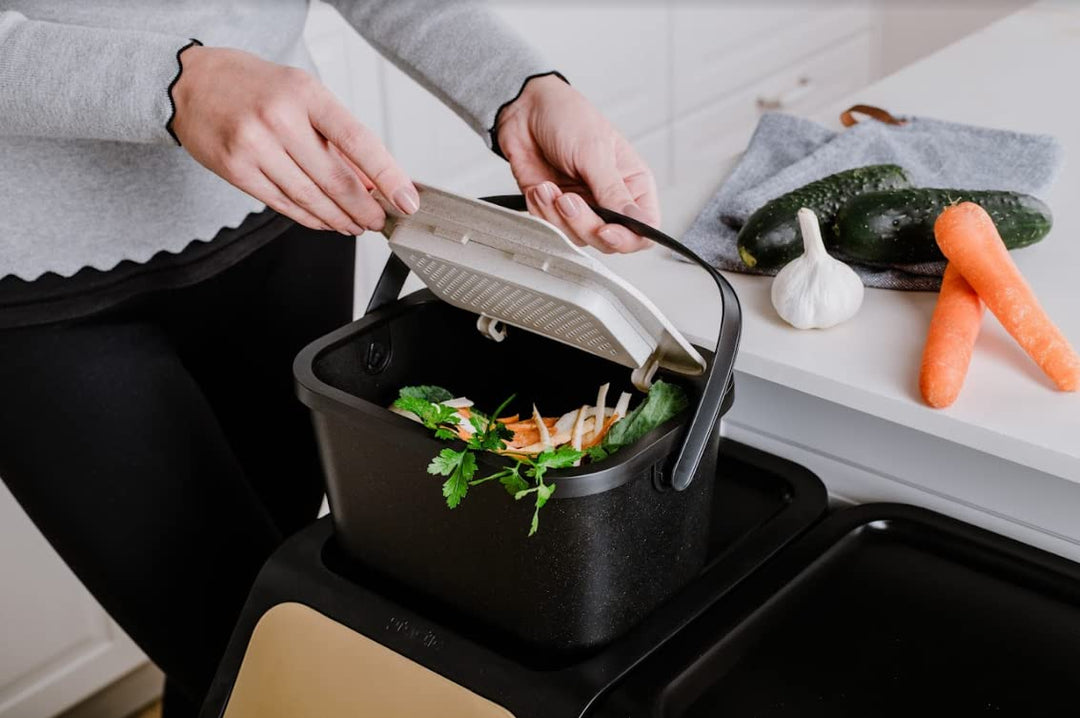 Biomülleimer Küche 4,5L Komposteimer, Küchen Mülleimer, Braun mit Deckel, Bio für Obst und Gemüseabf