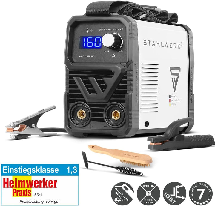 STAHLWERK Elektroden-Schweissgerät ARC 160 MD – MMA (E-Hand) bis 160 A, flexibel einsetzbar ohne Gas
