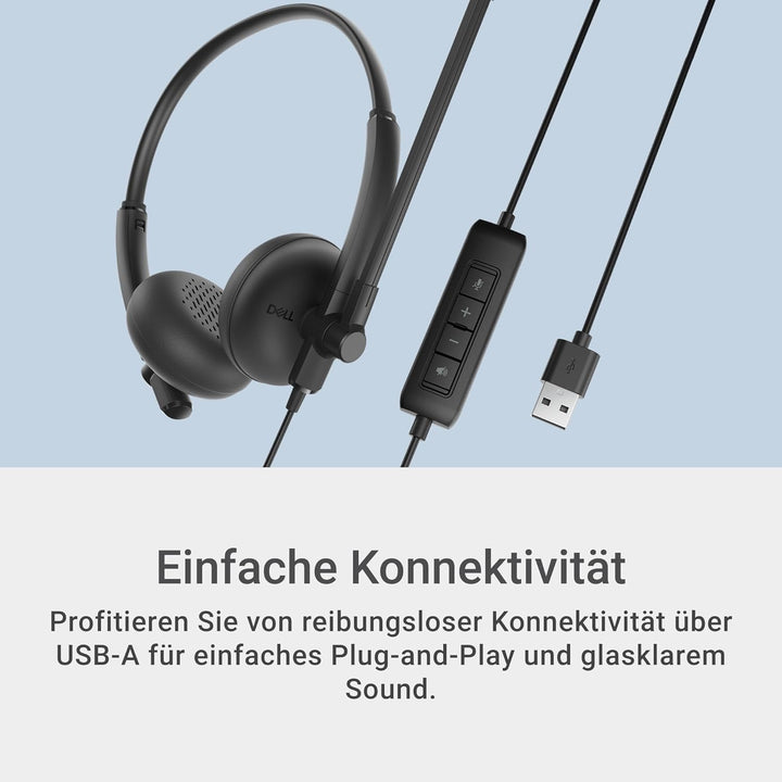 Dell Kabelgebundenes Headset WH125 – USB-A Plug & Play, On-Ear mit Polstern, 270° drehbarer Mikrofon
