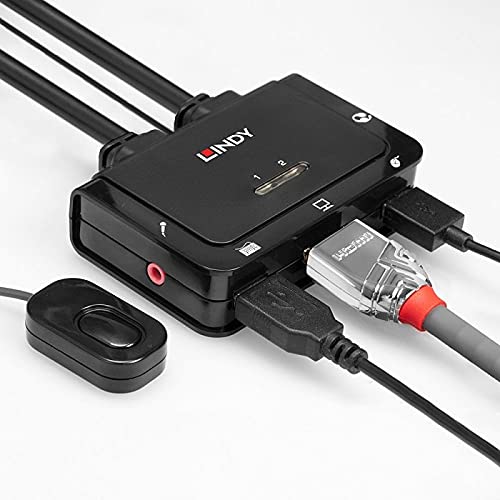 LINDY 2 Port HDMI 2.0, USB 2.0 & Audio Cable KVM Switch, 42345 HDMI 2.0, USB 2.0 & Audio Kabel KVM S