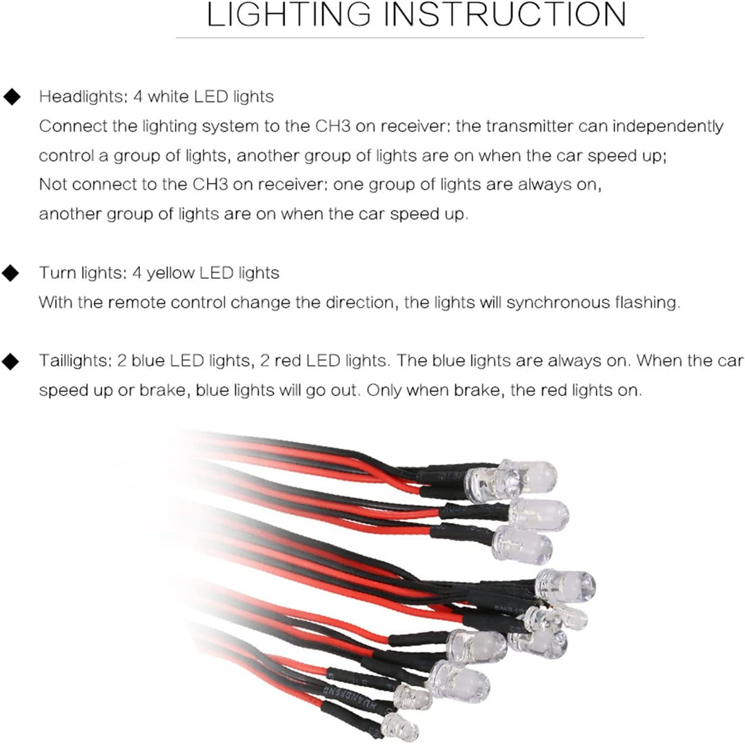 Rc Car Lights Kit 12 LED Lenkbremsbeleuchtungssystem Kit Smart Simulation Strobe Light für Rc Car 1/