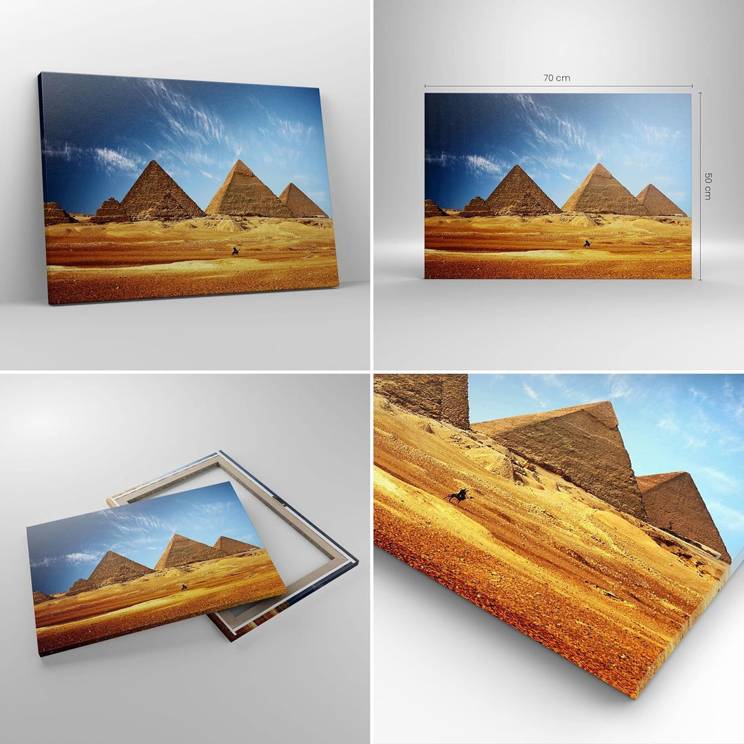 Bilder auf Leinwand Pyramide Wüste Sand Leinwandbild mit Rahmen 70x50cm Wandbilder Dekoration Wohnzi