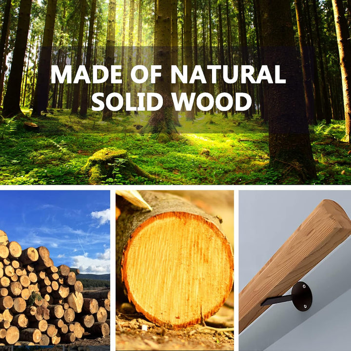 Handläufe für Treppen 30-600cm Holzhandlauf mit Halterungen, Rutschfeste Treppengeländer Stützstange