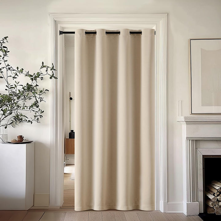 MIULEE Thermovorhang Kälteschutz mit Gestepptem Futter, Beige Doppellagige Thermo Vorhang Gegen Kält