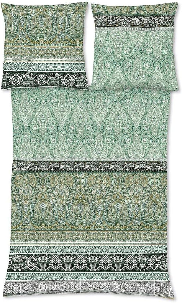 fleuresse Mako-Satin Bettwäsche Modern Classic Oldham Herbs 1 Bettbezug 135 x 200 cm + 1 Kissenbezug