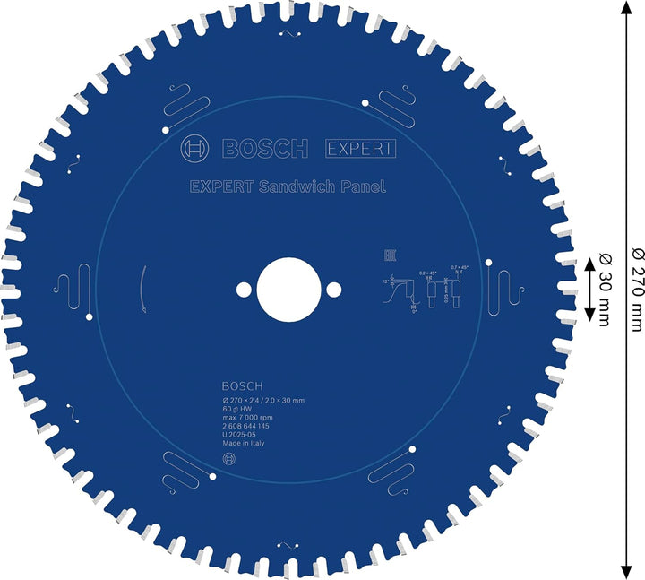 Bosch Professional Kreissägeblatt Expert for Sandwich Panel (270 x 30 x 2,4 mm, 60 Zähne, Zubehör Kr