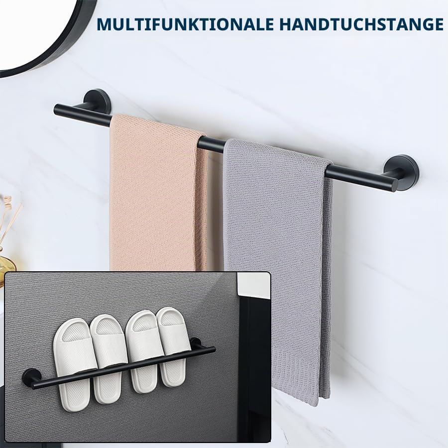 SAYAYO Handtuchhalter Schwarz Gästehandtuchhalter Wandmontage Edelstahl Handtuchring Badetuchhalter