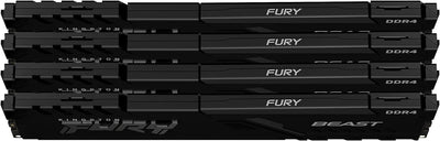 Kingston FURY Beast 128GB (4x32GB) 3200MHz DDR4 CL16 Desktop Speicher Kit mit 4 KF432C16BBK4/128 128