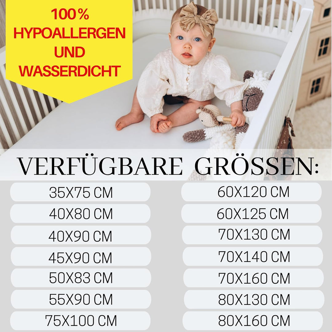 Bisoo Spannbettlaken 50x100 cm für Lauf, Krabbelgitter und Reisebett - wasserdichte Leintuch Matratz