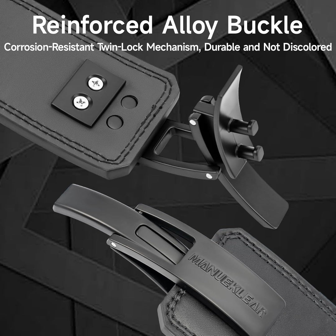 MANUEKLEAR Powerlifting Gewichthebergürtel Herren damen, 10mm dick Leder Lever Lifting Belt, Gym Gür