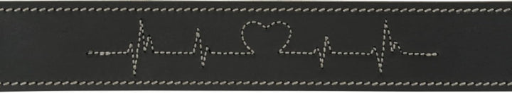 Trixie Rustic Halsband Leder Grösse M: Halsumfang 38–47 cm/40 mm in schwarz - genähtes Lederhalsband