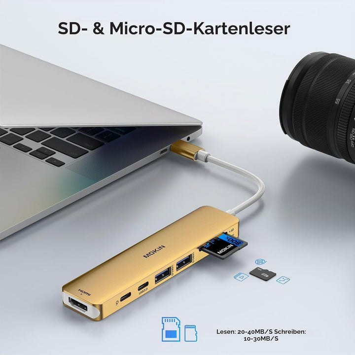 USB C Hub, USB C Multiport Adapter für MacBook Pro/Air, 7 in 1 MacBook Adapter USB C auf HDMI Hub, 2